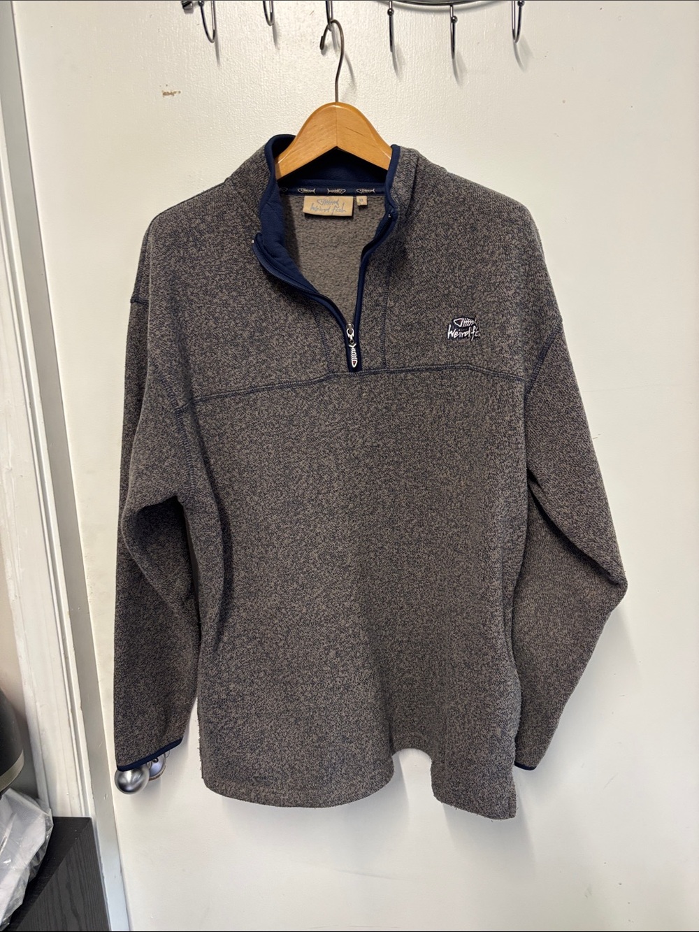 Weird Fish  Heather Gray Quarter-Zip Men's Sweater
